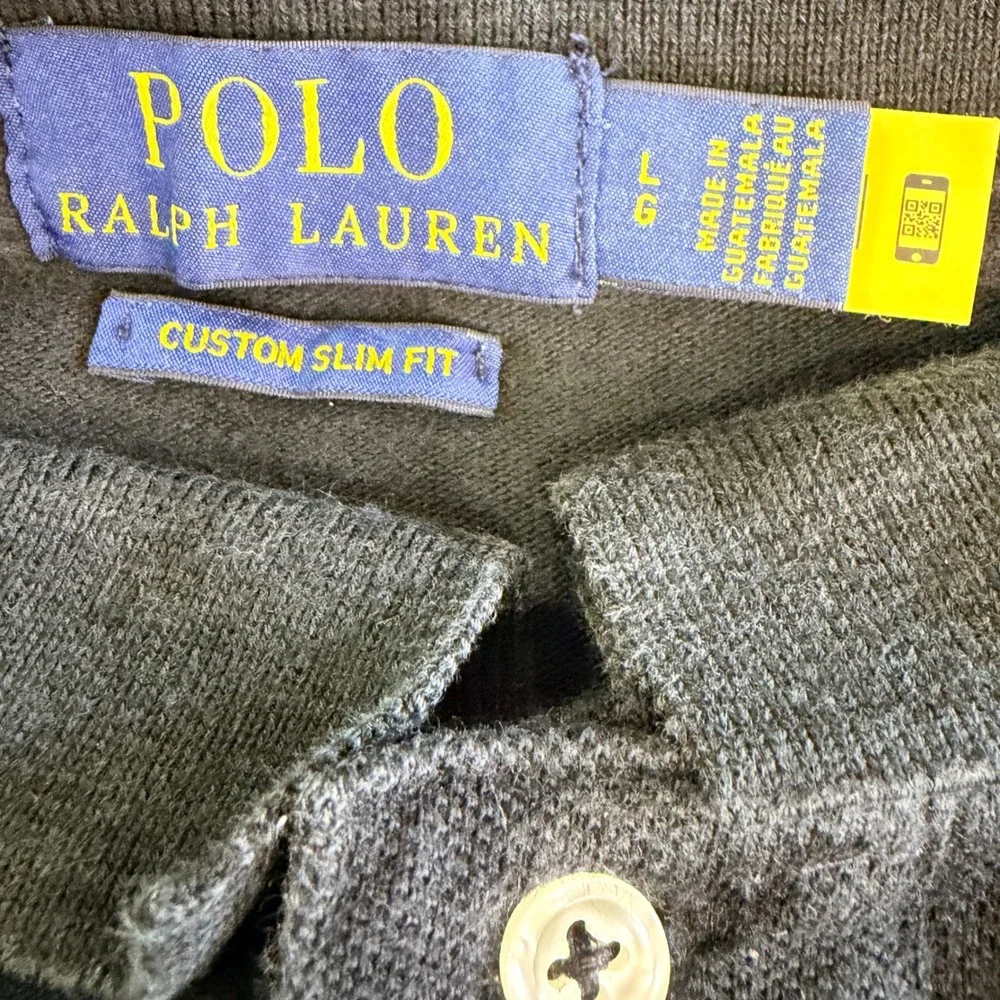Polo Ralph Lauren Polo Shirt Mens L Black Custom Slim Fit Cotton Pique Red Pony
